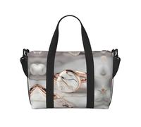 Bolsa de viaje con estampado de mármol blanco y oro rosa, bolsa de lona de entrenamiento, bolsa de hombro para noche, bolsa de fin de semana para mujeres y hombres, Negro -, Talla única