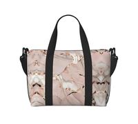 Bolsa de viaje con estampado de mármol de oro rosa, bolsa de lona de entrenamiento, bolsa de hombro para noche, bolsa de fin de semana para mujeres y hombres, Negro -, Talla única