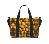 Bolsa de viaje con estampado de muchas patatas, bolsa de lona de entrenamiento, bolsa de hombro para noche, bolsa de fin de semana para mujeres y hombres, Negro -, Talla única