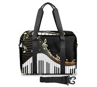 Bolsa de viaje con estampado de notas de piano musical para mujeres y hombres, bolsa de fin de semana de piano de 32 L, bolsa grande de cabina para viajes, deportes, gimnasio, color, (32 L) UK,
