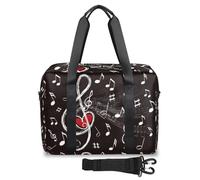 Bolsa de viaje con estampado de notas musicales artísticas para mujeres, hombres, niñas, niños, bolsa de fin de semana, bolsa de viaje de 32 L, bolsa grande para viajes, deportes, gimnasio, color,