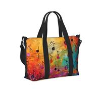 Bolsa de viaje con estampado de notas musicales coloridas, bolsa de mano para fin de semana, para viajes, gimnasio, yoga