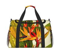 Bolsa de viaje con estampado de pájaro tropical del paraíso, elegante con cremallera impermeable para avión y gimnasio