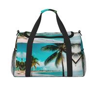 Bolsa de viaje con estampado de palmeras de playa, para uso diario, gran capacidad, elegante bolsa funcional, Negro -, Talla única