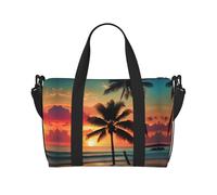 Bolsa de viaje con estampado de palmeras tropicales para mujer, bolsa de transporte ligera, bolsa de artículos personales, Black, Talla única