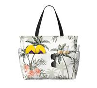 Bolsa de viaje con estampado de palmeras tropicales para playa, bolsa de bolsillo inteligente, para vacaciones de verano, senderismo, camping, actividades al aire libre