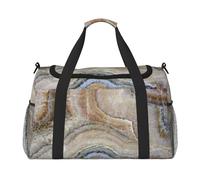 Bolsa de viaje con estampado de piedra de ónix azul pálido, bolsa de fin de semana, bolsa de entrenamiento, bolsa de yoga, bolsa de lona para artículos personales para Audlts, Black, Talla única
