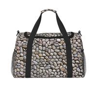 Bolsa de viaje con estampado de piedras de guijarros para uso diario, bolsa de viaje de gran capacidad, elegante bolsa funcional, Negro -, Talla única