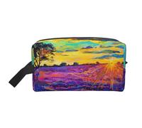 Bolsa de viaje con estampado de pintura al óleo de lavanda, organizador de maquillaje para mujeres y hombres, gran capacidad para cosméticos, accesorios, artículos de tocador, champú y artículos