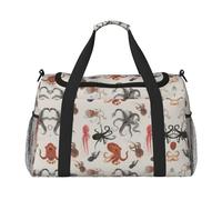 Bolsa de viaje con estampado de pulpo a color, bolsa de fin de semana, bolsa de entrenamiento, bolsa de yoga, bolsa de lona para artículos personales para Audlts, Black, Talla única
