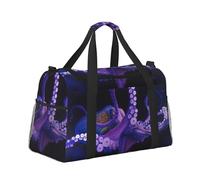 Bolsa de viaje con estampado de pulpo morado, bolsa de fin de semana, bolsa de entrenamiento, bolsa de yoga, bolsa de lona para artículos personales para Audlts, Black, Talla única