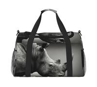 Bolsa de viaje con estampado de rinoceronte sudafricano, bolsa de fin de semana, bolsa de entrenamiento, bolsa de yoga, bolsa de lona para artículos personales para Audlts, Black, Talla única