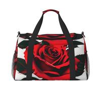 Bolsa de viaje con estampado de rosas rojas, de 19.7 x 13 x 10.2 pulgadas, elegante bolsa de viaje para gimnasio
