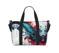 Bolsa de viaje con estampado de salpicaduras de pintura abstracta, bolsa de lona de entrenamiento, bolsa de hombro para noche, bolsa de fin de semana para mujeres y hombres, Negro -, Talla única