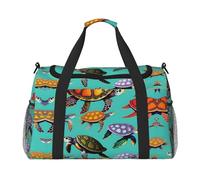 Bolsa de viaje con estampado de tortugas marinas de animales, para fin de semana, para viajes, mujeres, hombres, gimnasio, equipaje de mano, Black, Talla única
