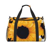 Bolsa de viaje con estampado de vacas y girasoles, bolsa de viaje con flores florales para gimnasio, bolsa de fin de semana para hombres y mujeres, equipaje de mano ligero para entrenamiento y