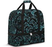 Bolsa de viaje con estampado de videojuegos para mujeres y hombres, bolsa de viaje para fin de semana, plegable, húmeda, separada, bolsa de mano de 47 L para deportes, gimnasio, yoga, color, 47 L,