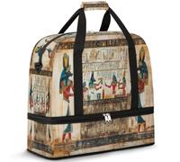 Bolsa de viaje con estampado del antiguo Egipto para mujeres y hombres, bolsa de fin de semana, plegable, separada, 47 L, bolsa de mano para deportes, gimnasio, yoga, color, 47 L, Organizador de