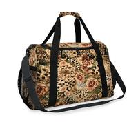Bolsa de viaje con estampado floral de tigre y leopardo para niñas, niños, mujeres y hombres, bolsa de fin de semana, bolsa de hombro para viajes, deportes, gimnasio