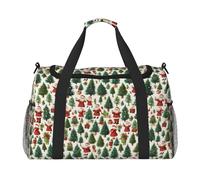 Bolsa de viaje con estampado "Happy Christmas", bolsa de viaje con texto en inglés "Merry Christmas" (19.7 x 13.0 x 10.2 pulgadas), elegante bolsa de viaje para gimnasio