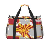 Bolsa de viaje con estampado map02 de la bandera de Macedonia del Norte, bolsa de gimnasio para mujer, bolsa de mano acolchada, organizador de bolsa de fin de semana, Negro -, Talla única