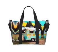 Bolsa de viaje con estampado «You Make Me Happy Camper», bolsa de lona de entrenamiento, bolsa de hombro para noche, bolsa de fin de semana para mujeres y hombres, Negro -, Talla única