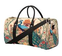 Bolsa de viaje con flores étnicas de pavo real para mujeres, hombres, niñas, niños, bolsas de fin de semana de 22.7 L, bolsa de equipaje de cabina para deportes, gimnasio, yoga, color, 22.7 L,