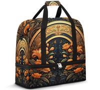 Bolsa de viaje con flores mágicas florales para mujeres y hombres, bolsas de fin de semana, bolsas de noche plegables para mojado, bolsa de 47 L para deportes, gimnasio, yoga, color, 47L, Organizador