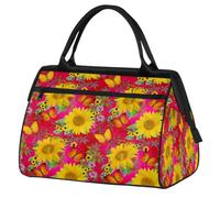 Bolsa de viaje con flores y mariposas para mujeres y hombres, 24 L, bolsa de fin de semana con flores, bolsa deportiva para gimnasio, viajes, durante la noche, color, 24 L, Organizador de bolsas
