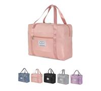 Bolsa de Viaje con Funda para Trolley, Bolsa Grande Plegable Holdall, Bolsa de Cabina para avión, Bolsa de Cabina para Deportes y Viajes (Pink, 19L (42 * 14 * 34CM))