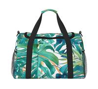 Bolsa de viaje con hojas de la selva, bolsa de viaje tropical para gimnasio, bolsa de fin de semana para hombres y mujeres, equipaje de mano ligero para entrenamiento y vacaciones
