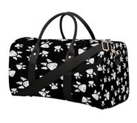 Bolsa de viaje con huellas de animales, bolsa deportiva negra, bolsa de gimnasio, bolsa plegable para fin de semana, bolsa de noche, bolsa con asa de equipaje para mujeres y hombres, Huella animal