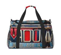 Bolsa de viaje con imagen de licencia antigua para fin de semana, bolsa de viaje para mujeres y hombres, bolsa de equipaje de mano, Black, Talla única