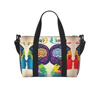 Bolsa de viaje con impresión de ventaja del cerebro izquierdo y derecho, bolsa de lona de entrenamiento, bolsa de hombro para noche, bolsa de fin de semana para mujeres y hombres, Negro -, Talla única