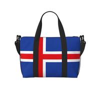 Bolsa de viaje con la bandera de Islandia, bolsa de mano para hombre, bolsa de fin de semana, bolsa deportiva para gimnasio, Negro -, Talla única