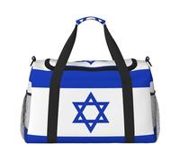 Bolsa de viaje con la bandera de Israel, bolsas de fin de semana para mujeres y hombres, para aventuras al aire libre, ideal para acampar y senderismo, Negro, One Size
