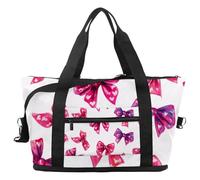 Bolsa de viaje con lazos y corazones, bolsa de viaje expandible para fin de semana, impermeable, para deporte, gimnasio, hospital, Multicolor 9, Talla única, Bolsa de viaje