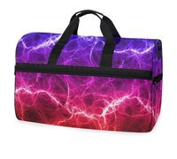 Bolsa de viaje con llama de fuego rojo y morado para hombres, mujeres, niños, niñas, adolescentes, bolsa de gimnasio deportiva de gran tamaño con compartimento para zapatos, bolsa de entrenamiento