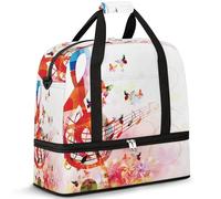 Bolsa de viaje con notas musicales coloridas para mujeres y hombres, bolsas plegables para fin de semana, bolsa de 47 L para deportes, gimnasio, yoga, color, 47 L, Organizador de bolsas