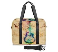 Bolsa de viaje con notas musicales de guitarra abstracta, para mujeres, hombres, niñas, niños, bolsa de fin de semana, bolsa de viaje de 32 L, bolsa grande para viajes, deportes, gimnasio, color, Big,