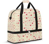 Bolsa de viaje con notas musicales y corazones para mujeres y hombres, bolsa de viaje para fin de semana, plegable, húmeda, separada, 47 L, bolsa de mano para deportes, gimnasio, yoga, color, 47 L,