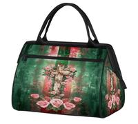 Bolsa de viaje con patrón de cruz de rosas para mujeres, hombres, niños y niñas, bolsa de fin de semana, bolsa de viaje de 24 L, bolsa de cabina, para deportes, gimnasio, yoga, color, Big, Organizador