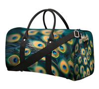 Bolsa de viaje con patrón de plumas de pavo real para mujeres, hombres, niñas, niños, fin de semana, bolsa de noche, bolsa de equipaje para deportes, gimnasio, yoga, color, 22.7L, Organizador de