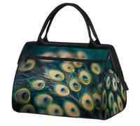Bolsa de viaje con patrón de plumas de pavo real para mujeres, hombres, niños y niñas, bolsa de fin de semana, bolsa de viaje de 24 L para deportes, gimnasio, yoga, color, Big, Organizador de bolsas