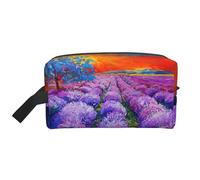 Bolsa de viaje con pintura al óleo de lavanda, organizador de maquillaje para mujeres y hombres, gran capacidad para cosméticos, accesorios, artículos de tocador, champú y artículos esenciales