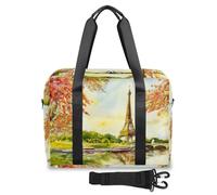 Bolsa de viaje con pintura de la Torre Eiffel de París para mujeres, hombres, niñas y niños, bolsa de fin de semana, bolsa de viaje de 32 L, bolsa grande para viajes, deportes, gimnasio, color, Big,
