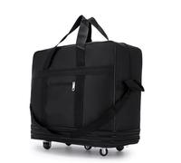 Bolsa De Viaje con Ruedas Bolsa a Cuadros for aerolínea, Bolsa de Lona, Gran Capacidad, Impermeable, Rueda Universal, Plegable, Almacenamiento for Equipaje en Movimiento(Black Small)