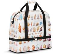 Bolsa de viaje con temática de conchas marinas para mujeres y hombres, bolsa de fin de semana, plegable, separada, 47 L, bolsa de mano para deportes, gimnasio, yoga, color, 47 L, Organizador de bolsas