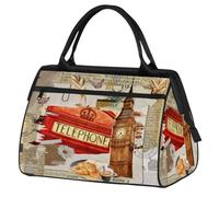 Bolsa de viaje con temática de Londres del Reino Unido para mujeres, hombres, niños y niñas, bolsas de fin de semana, 24 L, bolsa de cabina para deportes, gimnasio, yoga, color, 24 L, Organizador de