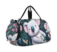 Bolsa de viaje con textura de mármol azul y remolino dorado para niñas, bolsa de viaje para fin de semana, bolsa de viaje para deportes de noche, bolsa de baile para niños, Lindo colibrí floral koalas